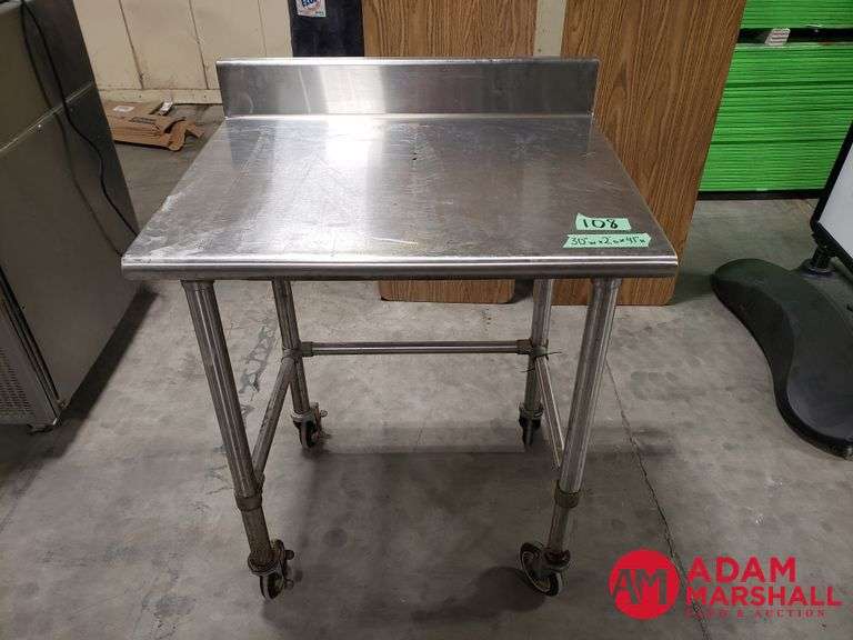 Stainless Steel Kitchen Work Table - Adam Marshall Land & Auction, LLC