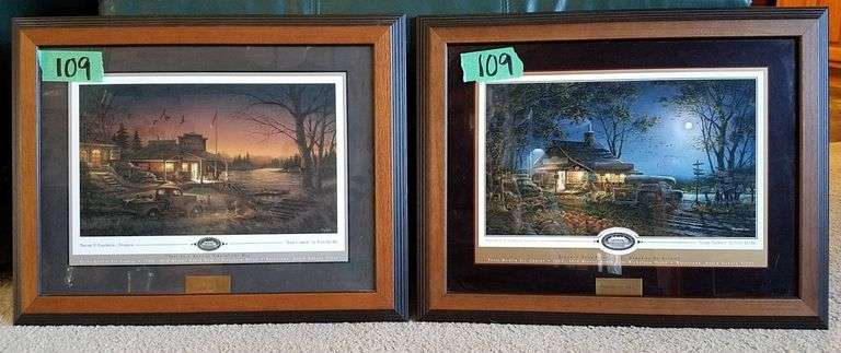 Framed Terry Redlin Prints: ‘Autumn Tradition’ and ‘Total Comfort’