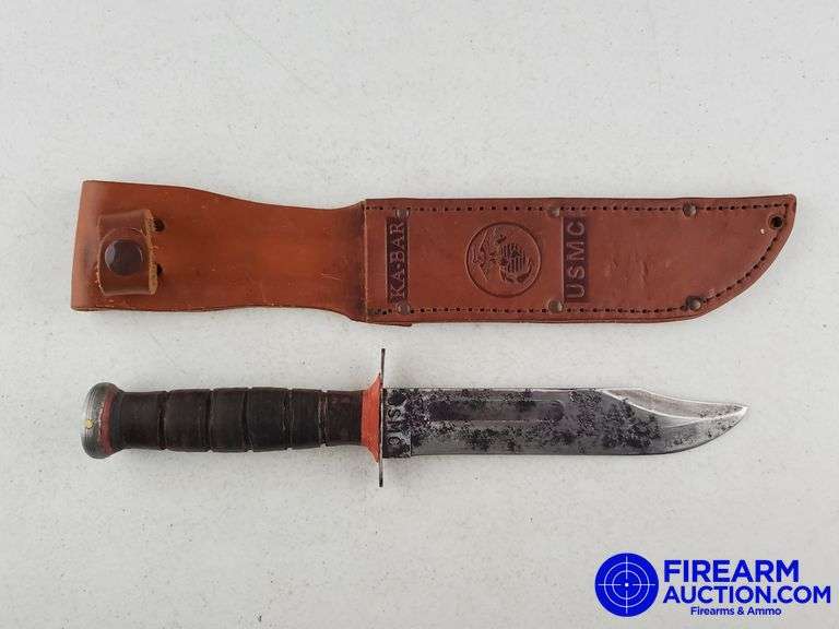 KA-BAR USMC Knife W/Leather Sheath