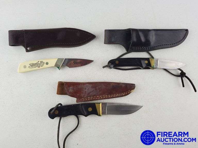 (3) Schrade Knives W/Leather Sheaths