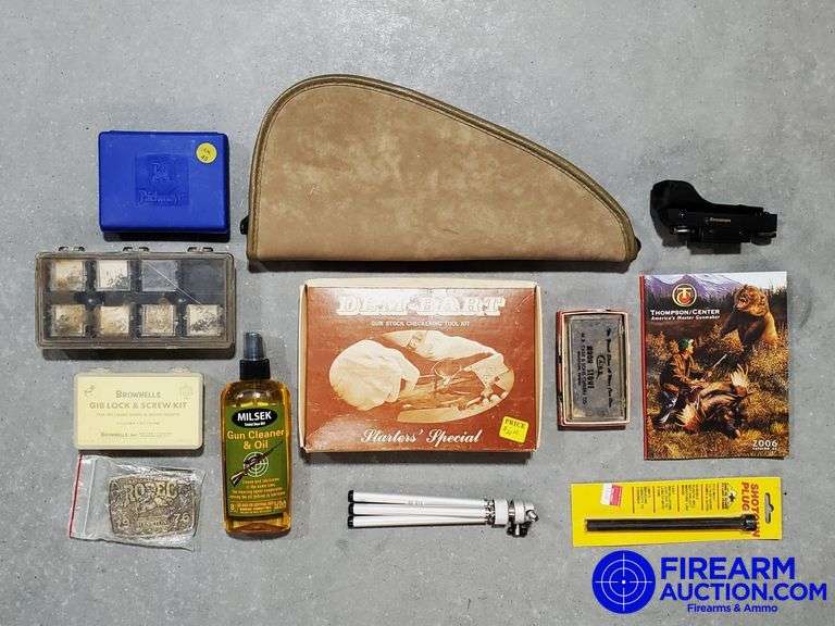 Assorted Firearm Accessories - Crosman Sight, Handgun Soft Case, Dem-Bart Checkering Tools, Etc