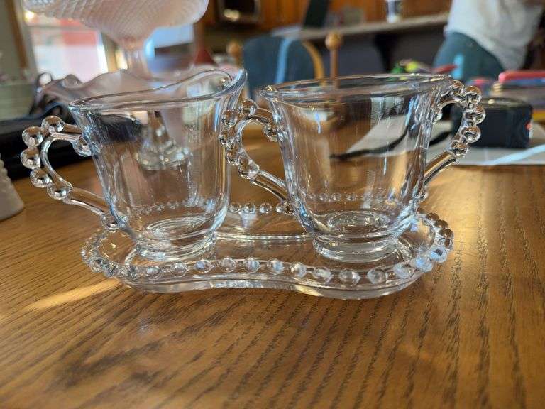 Candlewick Glass Cream and Sugar