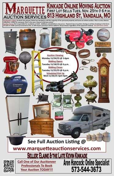 Elaine and The Late Kevin Kinkade Personal Property Auction