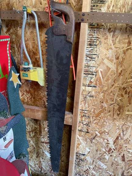Wooden Hand Saw, Grease Gun, and Misc