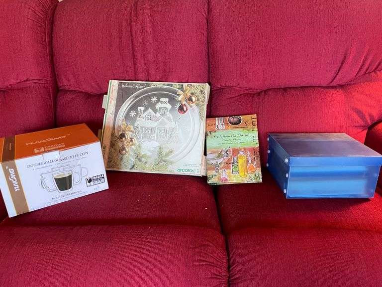 Serving Platter, Double Wall Glass Cups, Cook Books