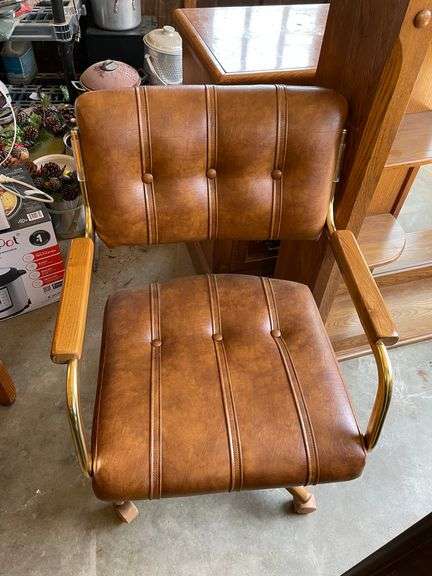 4 leather rolling chairs