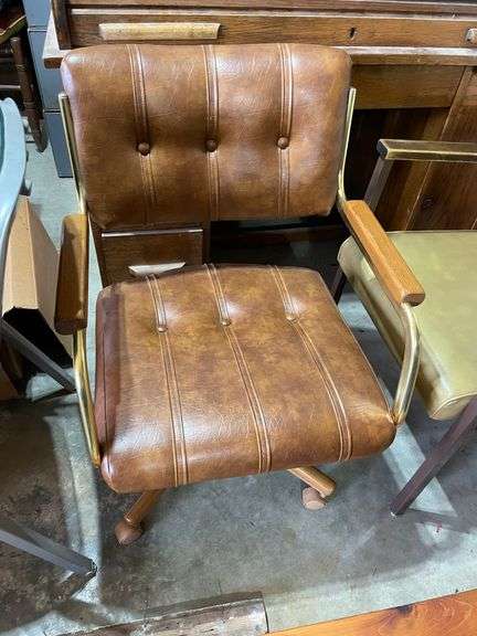 4 leather rolling chairs