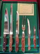 Maxam Steel Knife Set and Wooden Bowl