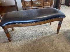 Wooden Bench With Faux Leather Top