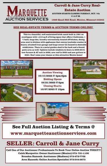 Carroll & Jane Curry Real-Estate Auction 