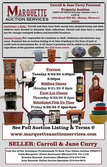 Carroll & Jane Curry Personal Property Auction 