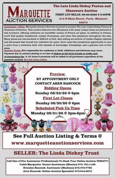 The Late Linda Dickey Fenton and Glassware Auction