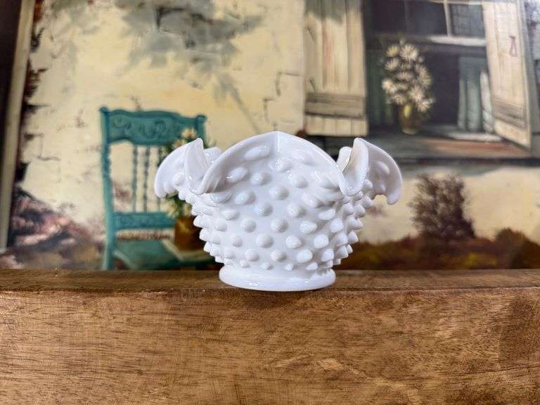 Fenton Hobnail Mini Ruffled Vase