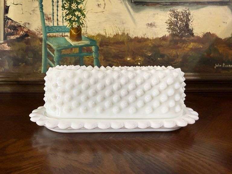 Fenton Hobnail Covered Butter Dish