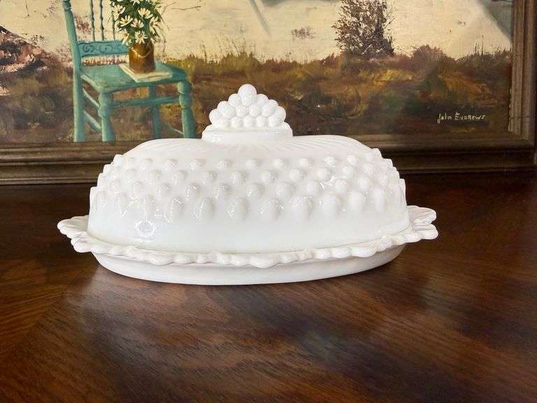 Fenton Hobnail Covered Butter Dish