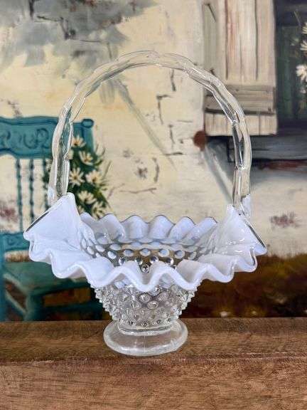 Fenton French Opalescent Hobnail Miniature Basket