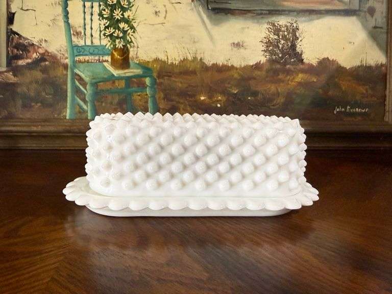 Fenton Hobnail Covered Butter Dish