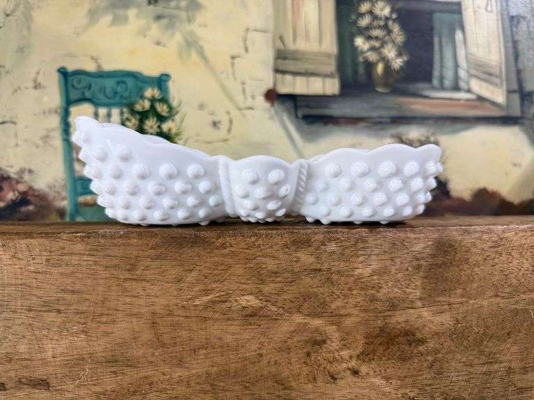 Fenton Hobnail Milk Glass Spoon Rest