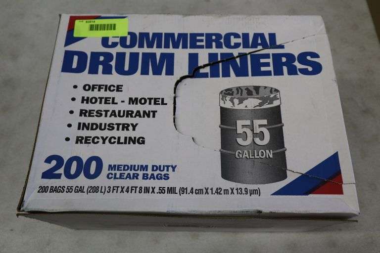 Commercial drum liners 55 gallon 200 medium duty clear bags Matthews