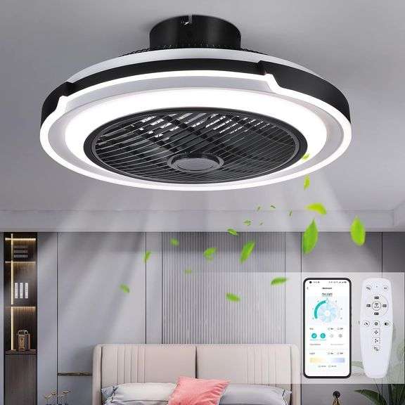 Kviflon 19 Bladeless Ceiling Fans with Lights and Remote Control Low