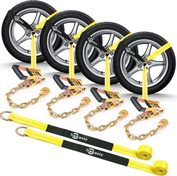 thumbnail image 2 of Trekassy Heavy Duty Car Tow Dolly Straps - 2-Pack Tire Nets With 10,000 Lbs Strength 2 of 12