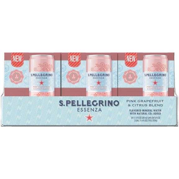 S.Pellegrino Essenza Pink Grapefruit Citrus Blend Flavored Mineral Water with Natural CO2 Added Pink