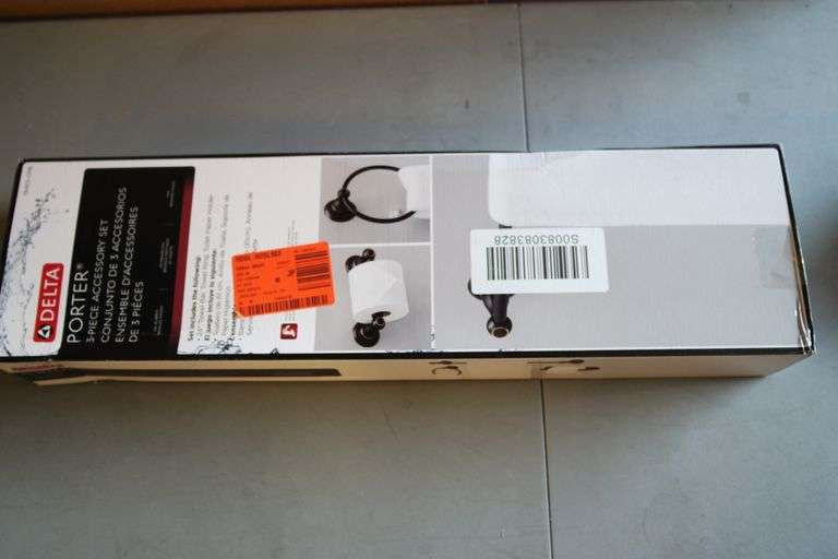 DELTA Porter 3 Piece Bath Hardware Set with Towel Bar/Rack, Toilet