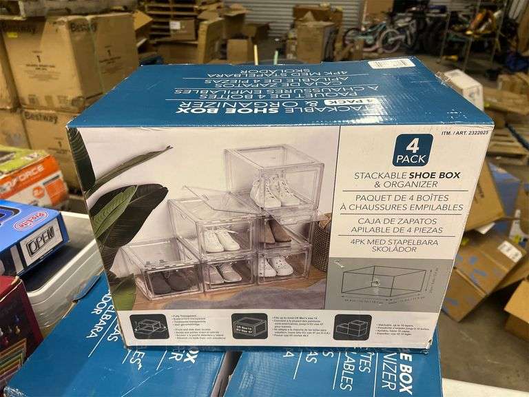 Standby Stackable Shoebox & Organizer 4pack storage containers 15x12x9 inches Matthews