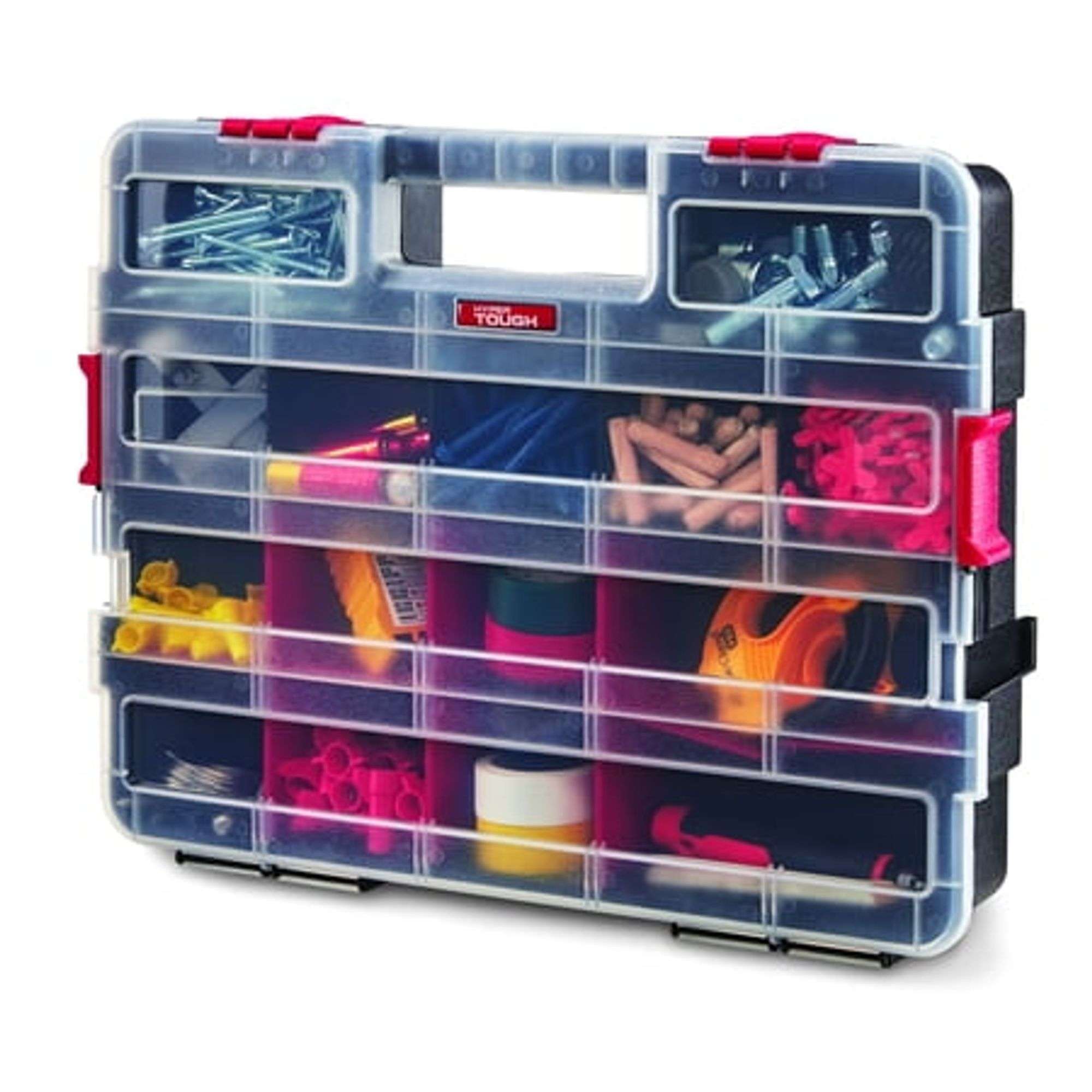 Hyper Tough Plastic Heavy-Duty Interlocking Organizer with Slide