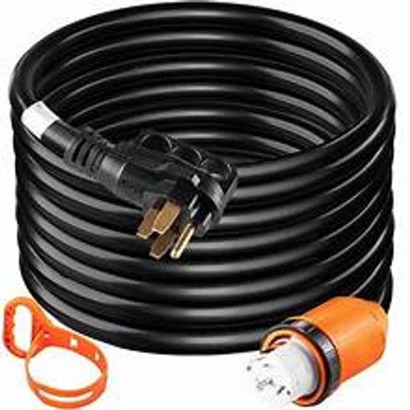 VEVOR 30 ft. 50 Amp 250-Volt 12,000-Watt Black Cable Generator Power Cord ETL Listed Extension Cord