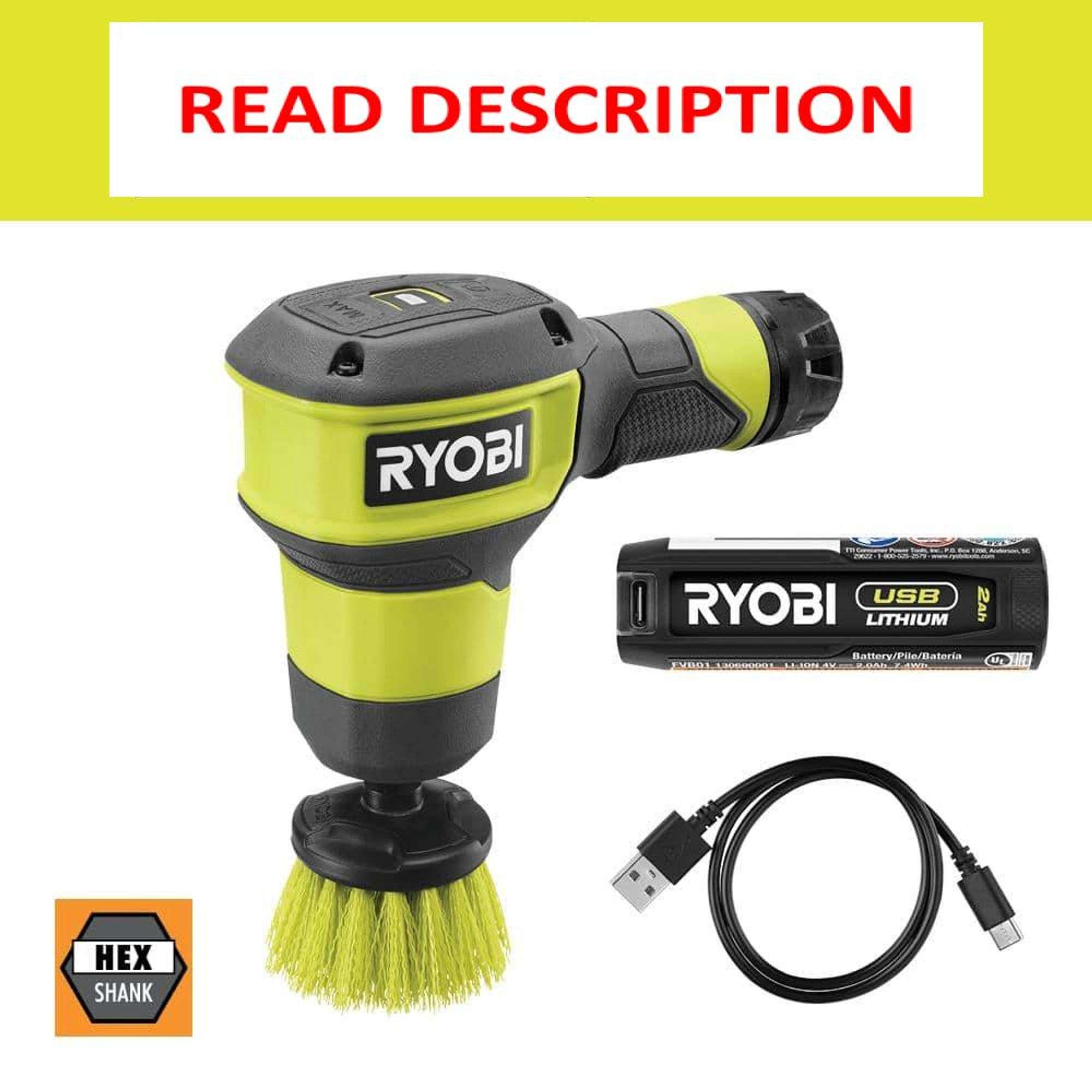 RYOBI USB Lithium Compact Scrubber Kit with 2.0 Ah Battery, USB  