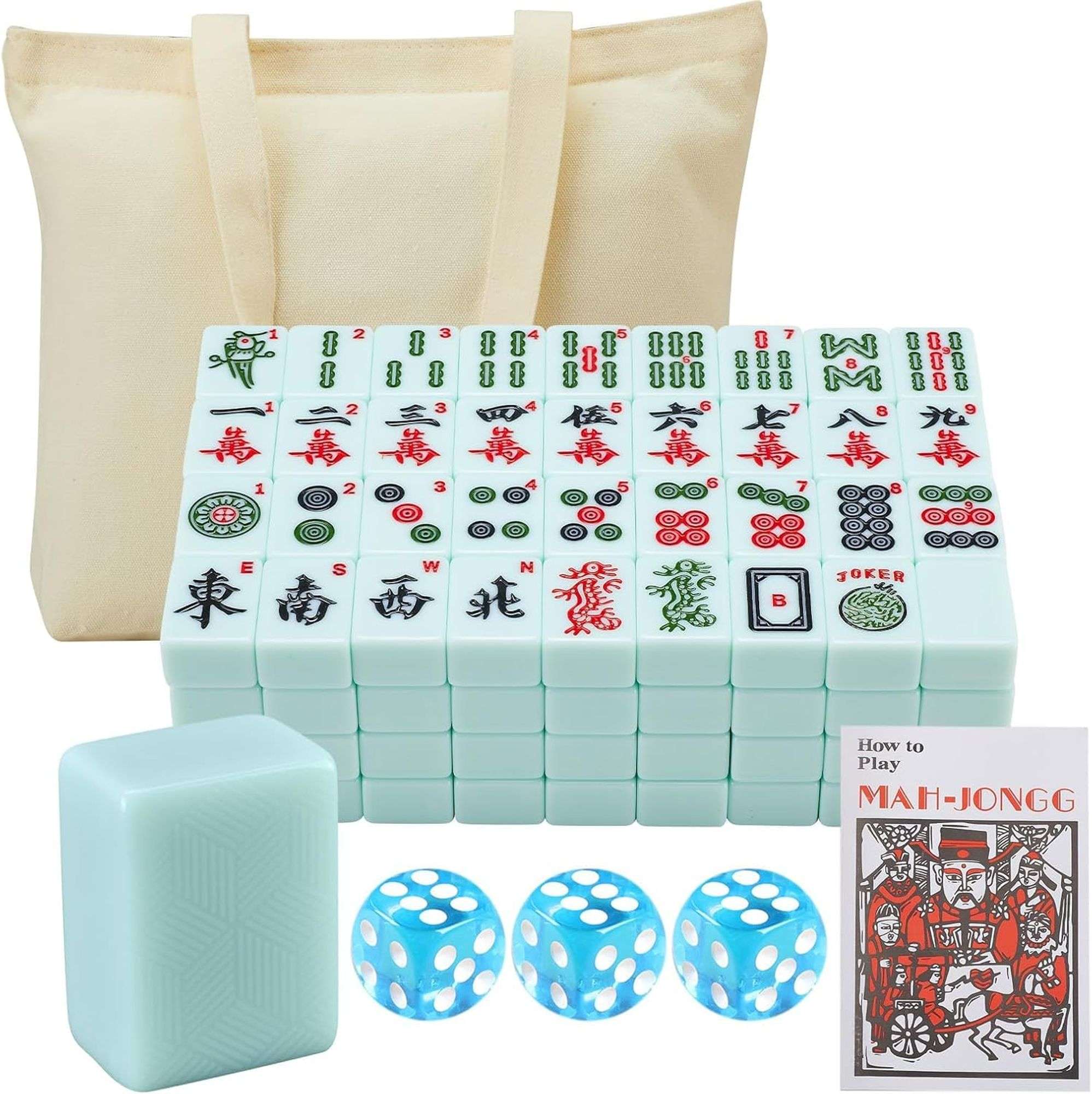 YANMEIYA American Mahjong Set 166 Premium Jade Green Mahjong Tiles