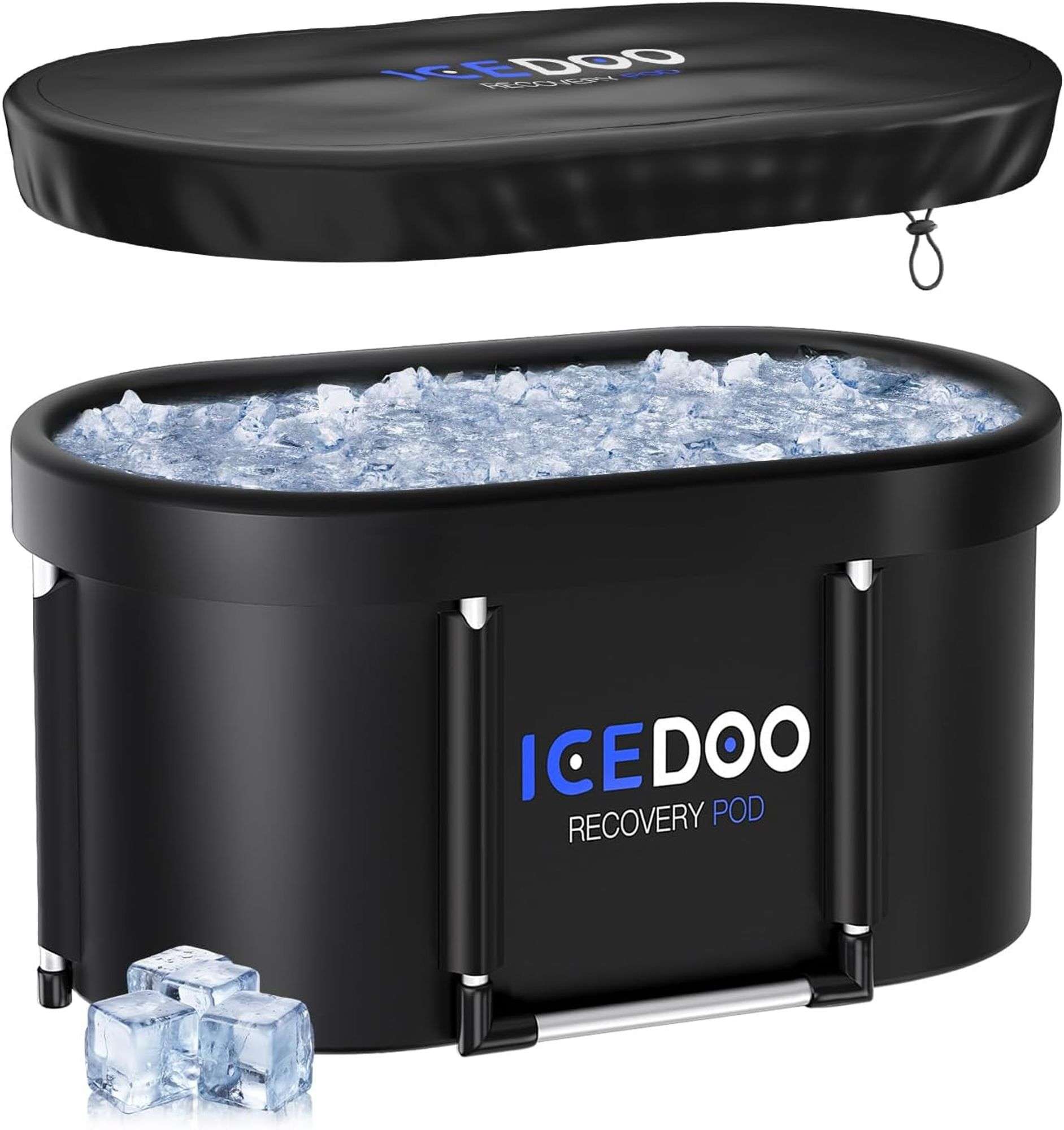 130 Gal Oval Ice Bath Tub With Cover - Portable Cold Plunge For Athlete Recovery & Therapy