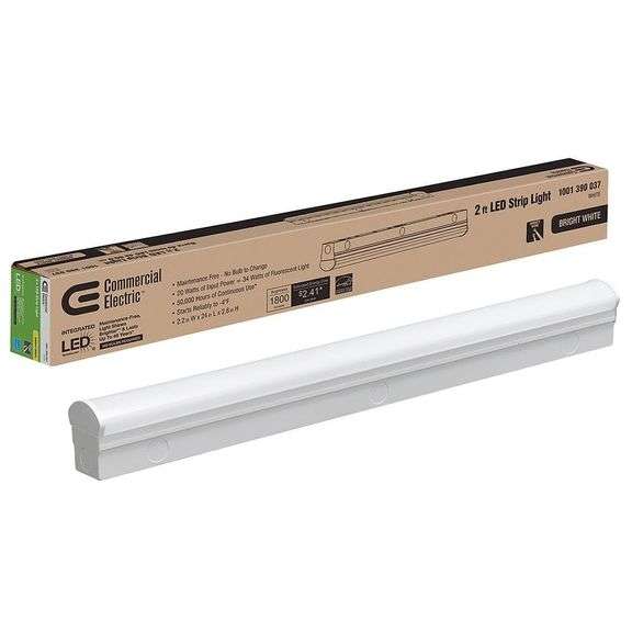 2 ft. 20-Watt Direct Wire Integrated LED White Strip Light Fixture 1800 ...