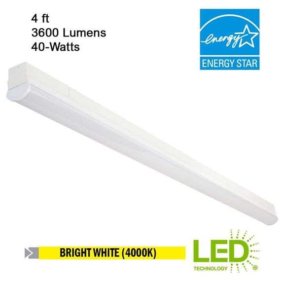 4 ft. 64Watt Equivalent Direct Wire Integrated LED White Strip Light