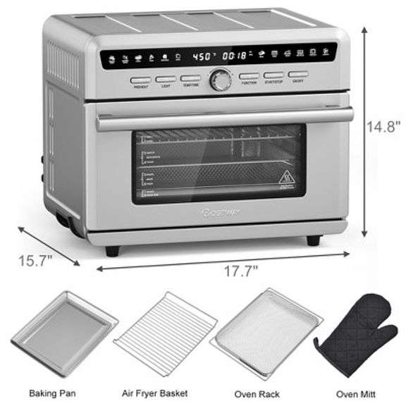 Costway 26.4 QT 10in1 Air Fryer Toaster Oven Dehydrate Bake 1800W w