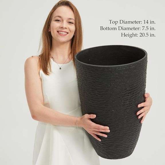 Worth Garden 21" H Tall Planters 2 Pack 14' Dia Resin Large Round