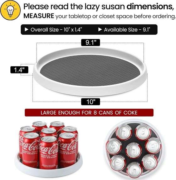 Set of 4, 10 Inch NonSkid Lazy Susan Organizers Turntable Rack for