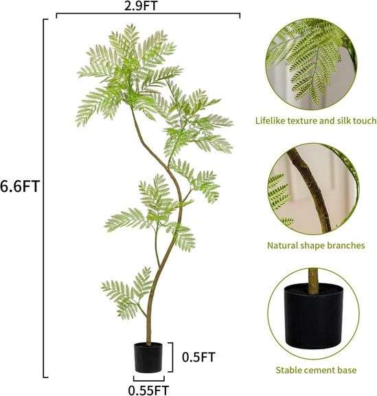 6.6ft Artificial Tree IndoorFake Tree Faux Plants Indoor Fake