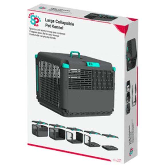 SportPet Designs, Dog Kennels, 19" Collapsible Plastic Pet Kennel, Gray