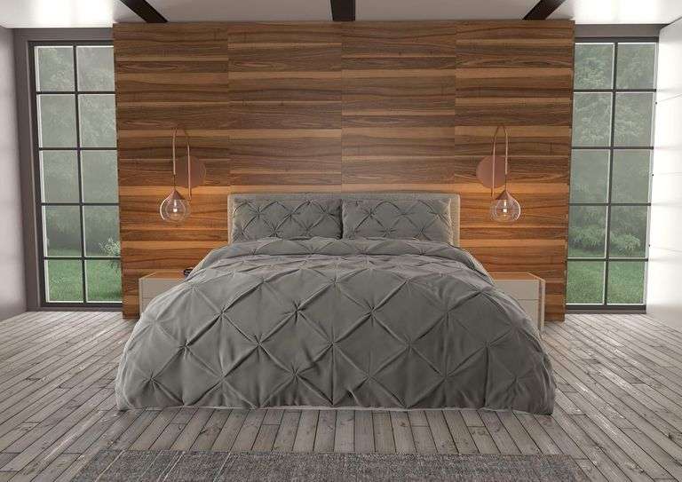 Nestl Bedding Charcoal Grey Pinch Pleat Comforter Set with 2 Pillow