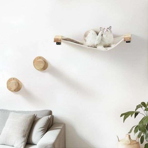 FUKUMARU Cat Wall Furniture, 2 PCS Cat Wall Climbing Shelves Set, Solid