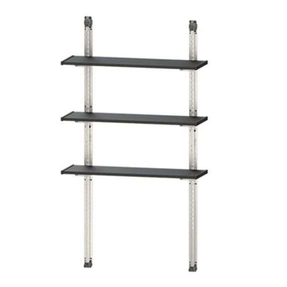 Keter 40 Inch Upright All Weather Easy Assembly Steel Reinforced Utility Storage Shed Shelf Kit with Heavy Duty Brackets and Rails, Black  NON TRANSFERABLE