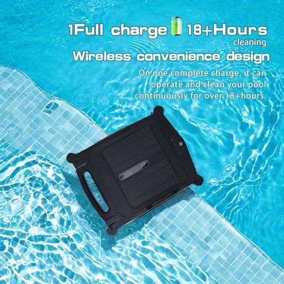 Solar Rechargeable DualMode Pool Cleaning Robot, Cordless Robot Pool