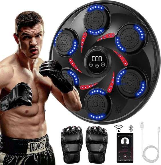Music Boxing Machine with Boxing Gloves, Smart Bluetooth Boxing Machine
