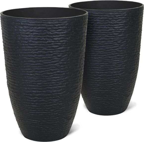 Worth Garden 21" H Tall Planters 2 Pack 14' Dia Resin Large Round