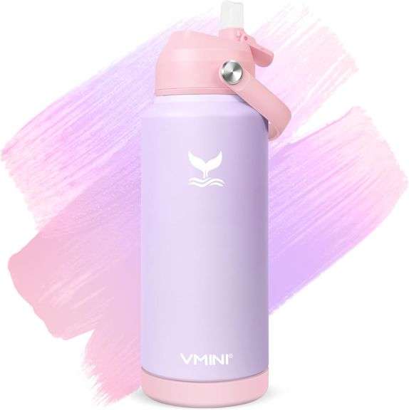 DRÉNKEN 32 Oz Insulated Stainless Steel Water Bottle With Straw - Gradient Red/Gray Sport Bottle - View #6