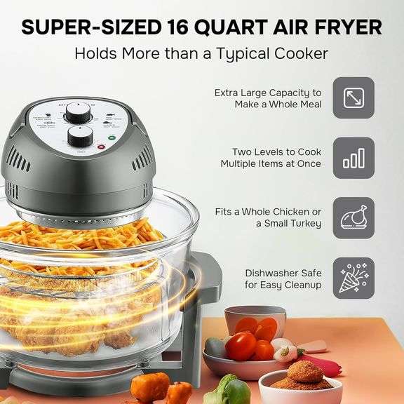 Big Boss 16Qt Glass Air Fryer Oven Extra Large Non Toxic Air Fryer