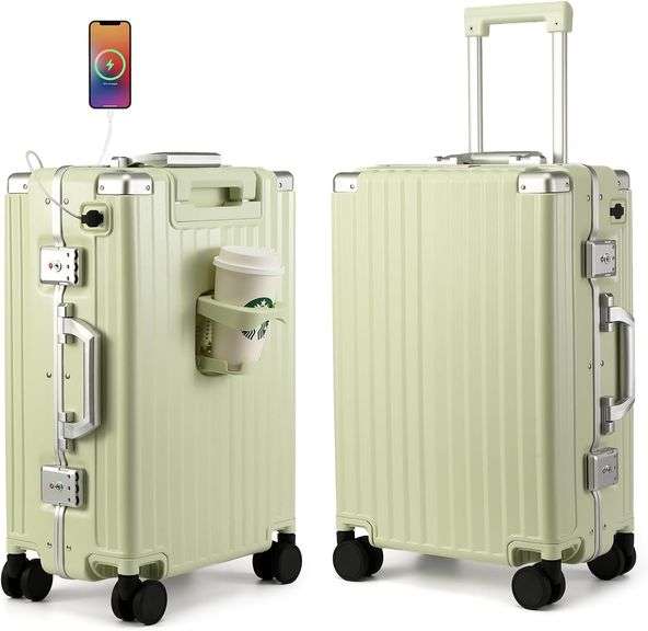 MYER Hard Case 24 Inch Checked Luggage with Spinner Wheels,Aluminum ...