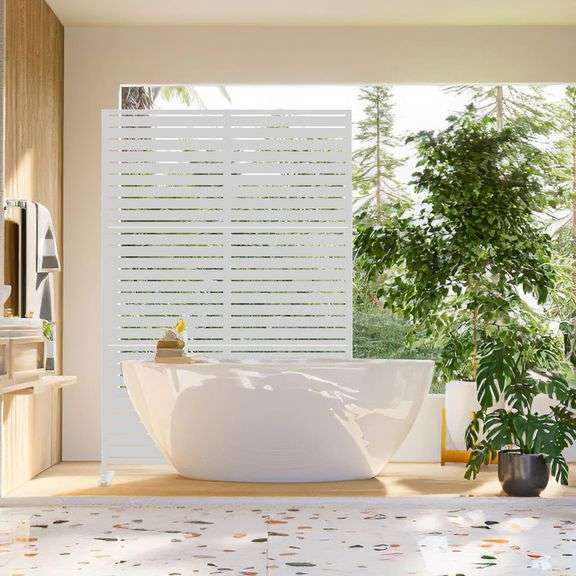 Metal Privacy Screen Outdoor Privacy Screen 72"H 47"W, Freestanding